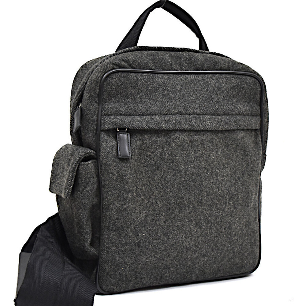 Prada Body Bag Hobo Wool Gray Black